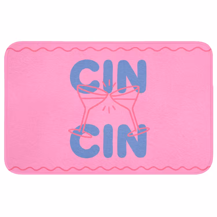 Wc Mat - Drank - Glazen - Proost - Modern - Roze — 1