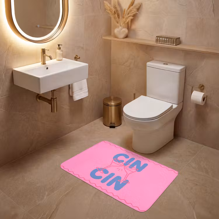 Wc Mat - Drank - Glazen - Proost - Modern - Roze — 4