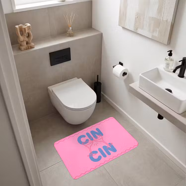 Wc Mat - Drank - Glazen - Proost - Modern - Roze — 6