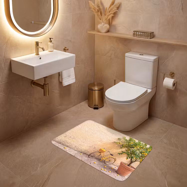 Wc Mat - Fiets - Mand - Eten - Geel - Zomer — 4
