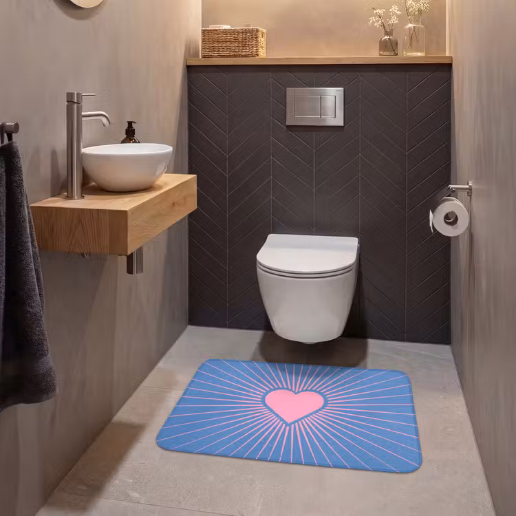 Wc Mat - Hart - Stralen - Liefde - Modern - Roze — 2
