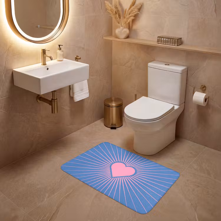 Wc Mat - Hart - Stralen - Liefde - Modern - Roze — 4
