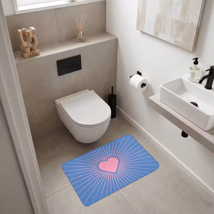 Wc Mat - Hart - Stralen - Liefde - Modern - Roze — 6