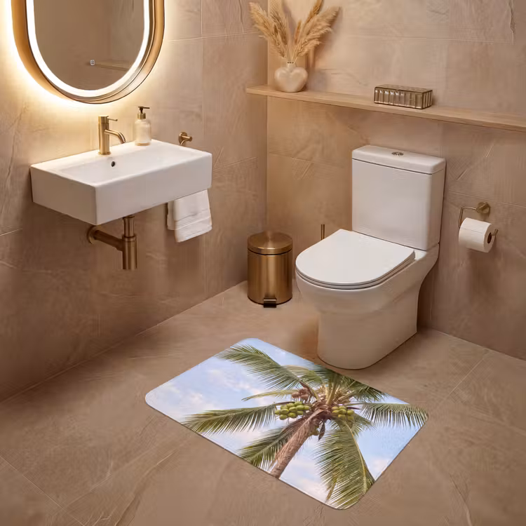 Wc Mat - Kokosnoot - Boom - Tropisch - Natuur - Groen — 4
