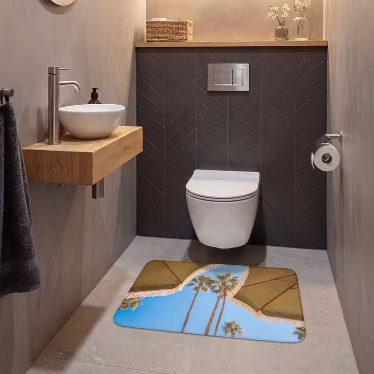 Wc Mat - Parasol - Groen - Franjes - Zomer - Tropisch — 2