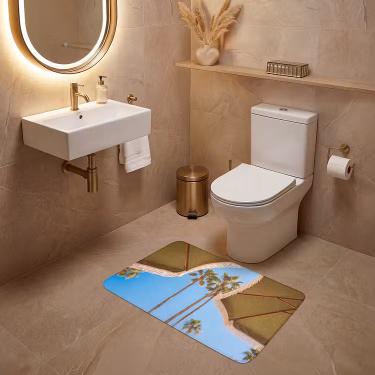 Wc Mat - Parasol - Groen - Franjes - Zomer - Tropisch — 4