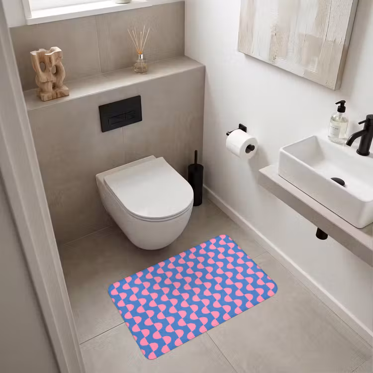 Wc Mat - Patroon - Halve cirkels - Abstract - Modern - Roze - Blauw — 6