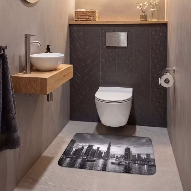 Wc Mat - Stad - Skyline - Architectuur - Avond - Zwart-wit — 2