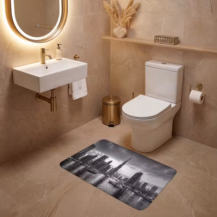 Wc Mat - Stad - Skyline - Architectuur - Avond - Zwart-wit — 4