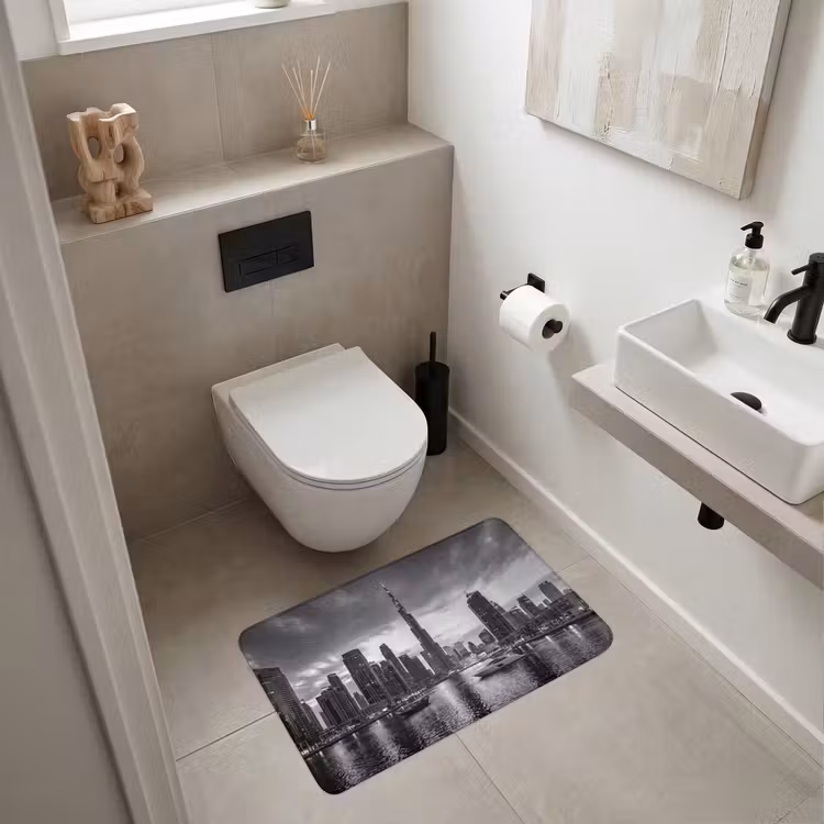 Wc Mat - Stad - Skyline - Architectuur - Avond - Zwart-wit — 6