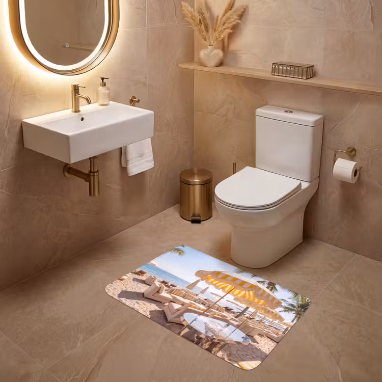 Wc Mat - Strand - Ligbedden - Vakantie - Modern - Geel — 4