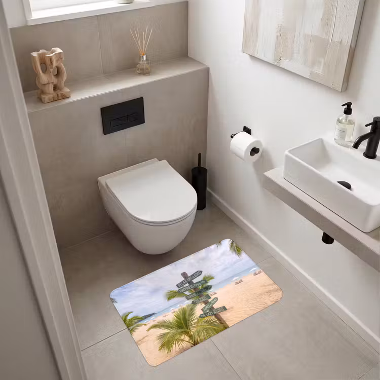 Wc Mat - Strand - Wegwijzer - Palmen - Tropisch - Groen — 6