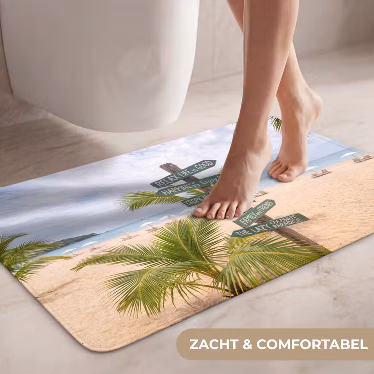 Wc Mat - Strand - Wegwijzer - Palmen - Tropisch - Groen — 7