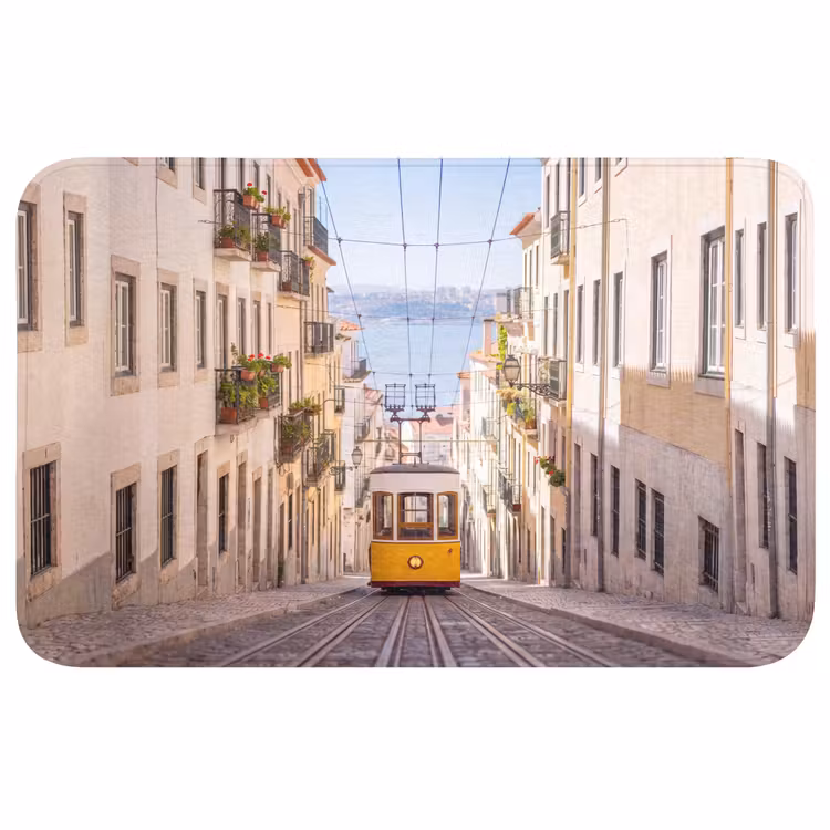 Wc Mat - Tram - Straat - Stad - Architectuur - Geel — 1
