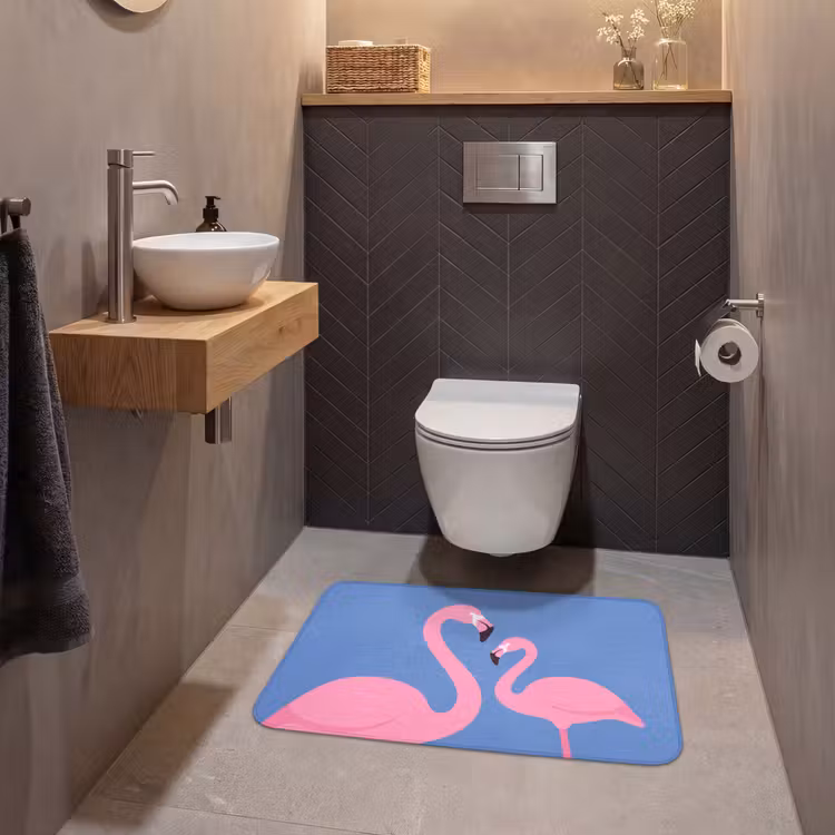 Wc Mat - Vogel - Paar - Dieren - Modern - Roze — 2