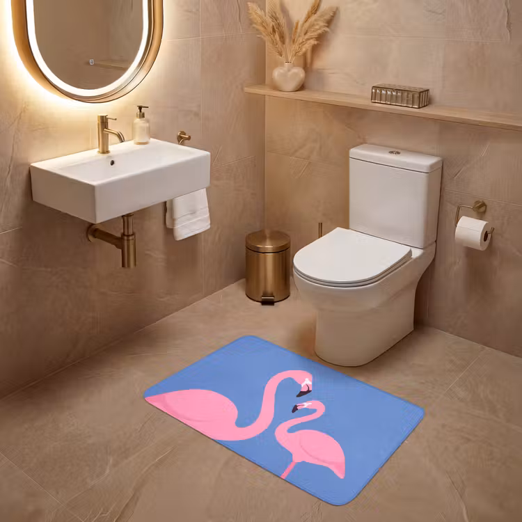 Wc Mat - Vogel - Paar - Dieren - Modern - Roze — 4