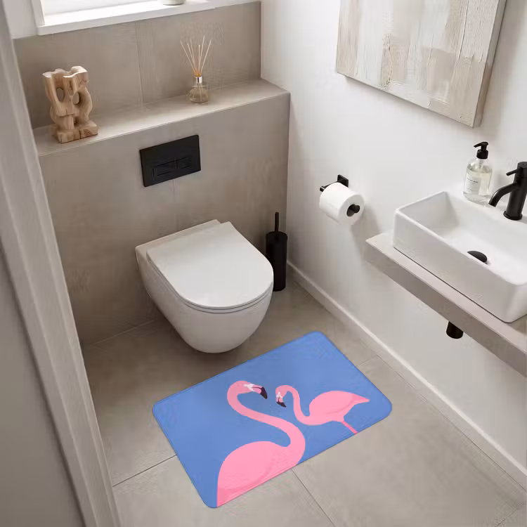 Wc Mat - Vogel - Paar - Dieren - Modern - Roze — 6