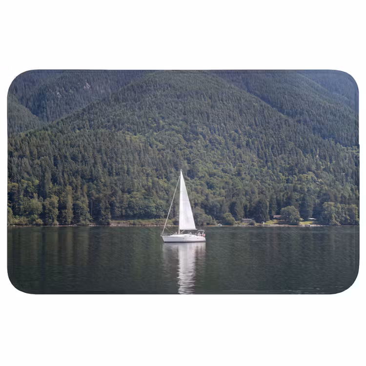 Wc Mat - Zeilboot - Water - Bergen - Natuur - Groen — 1