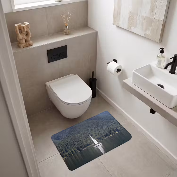 Wc Mat - Zeilboot - Water - Bergen - Natuur - Groen — 6