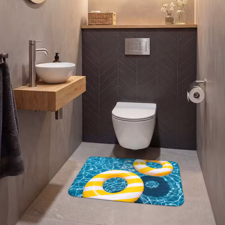Wc Mat - Zwembad - Zwembanden - Zomer - Geel - Blauw — 2