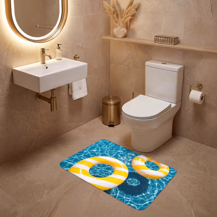 Wc Mat - Zwembad - Zwembanden - Zomer - Geel - Blauw — 4