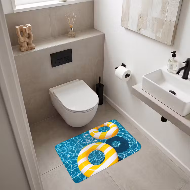 Wc Mat - Zwembad - Zwembanden - Zomer - Geel - Blauw — 6