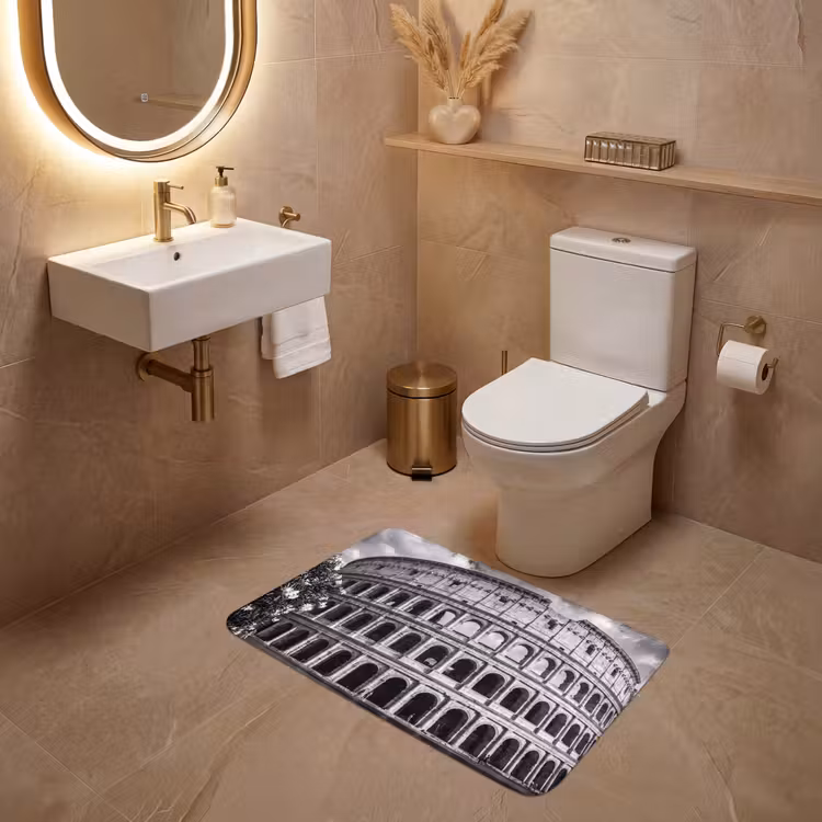 Wc Mat - Architectuur - Colosseum - Rome - Historisch - Zwart-wit — 4