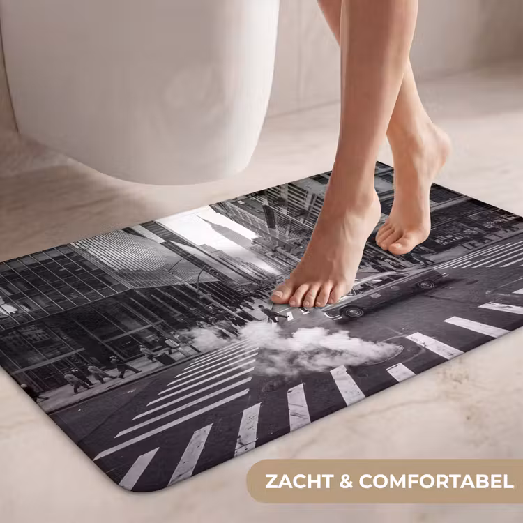 Wc Mat - Stad - Straat - Gebouwen - Verkeer - Zwart-wit — 7