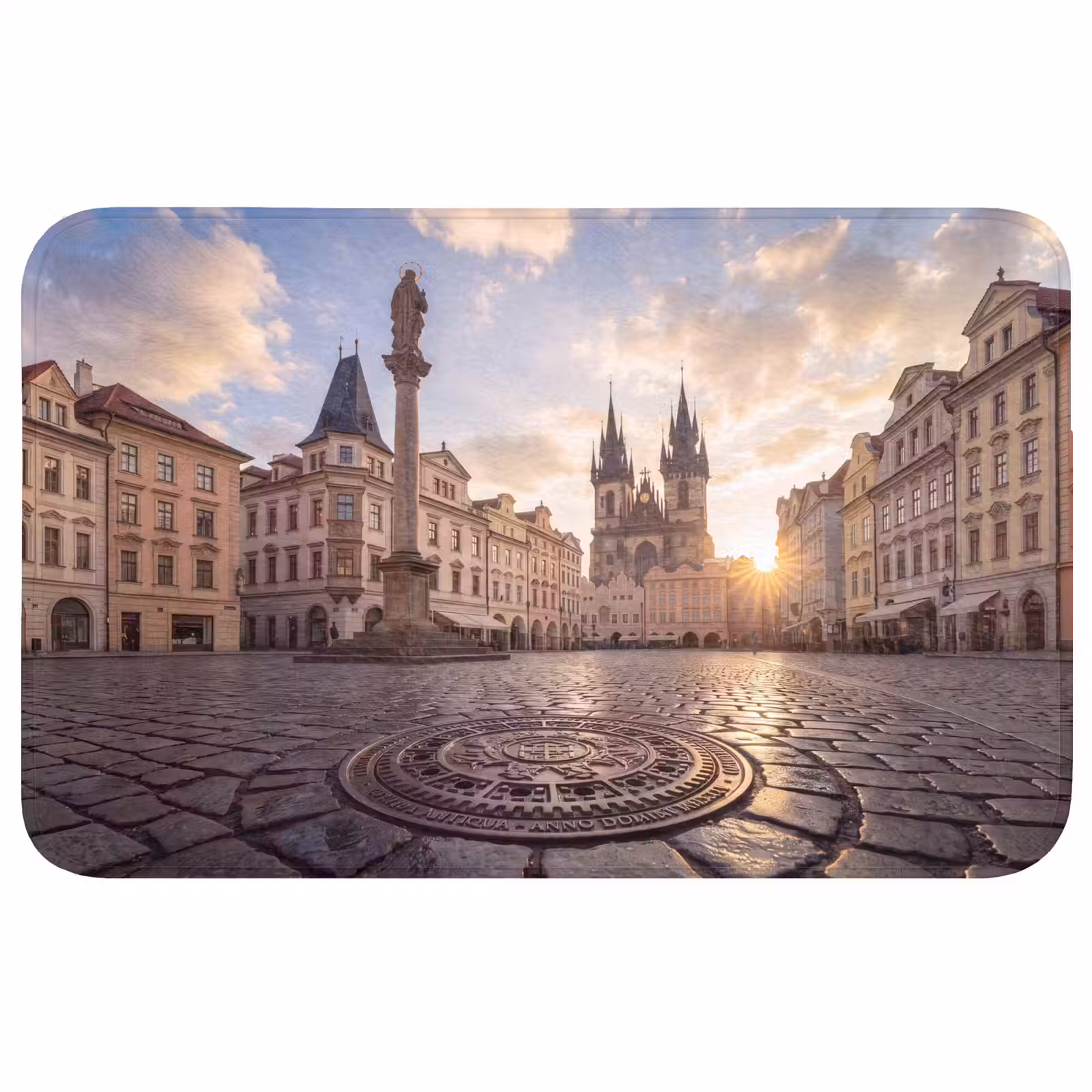 Wc Mat - Stad - Praag - Ochtend - Architectuur - Goud — 1