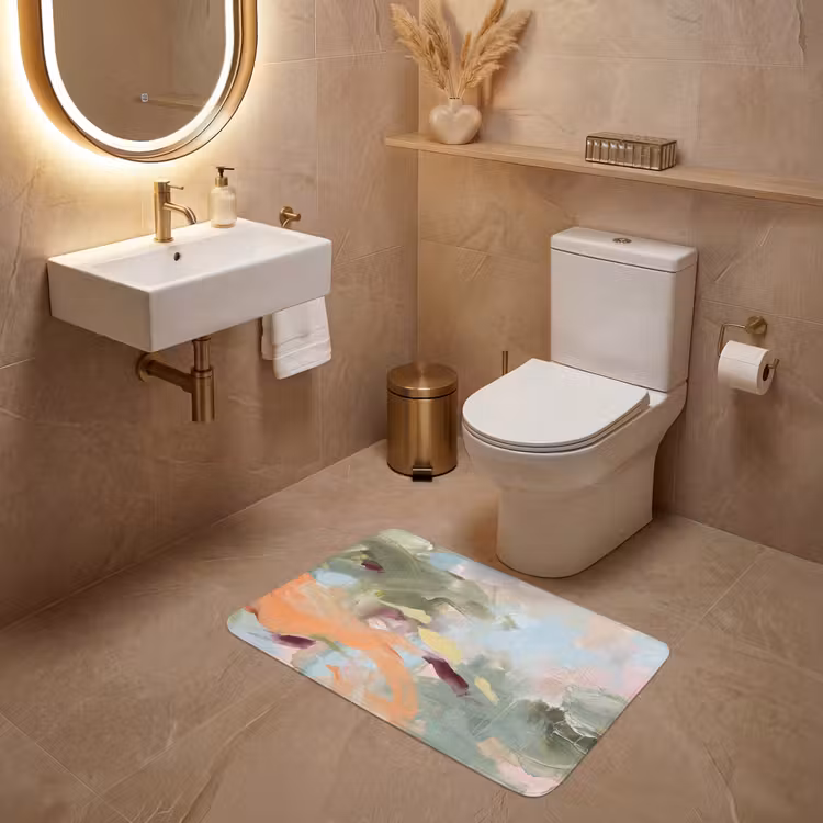Wc Mat - Abstract - Borstelstreken - Kunst - Modern - Pastel — 4