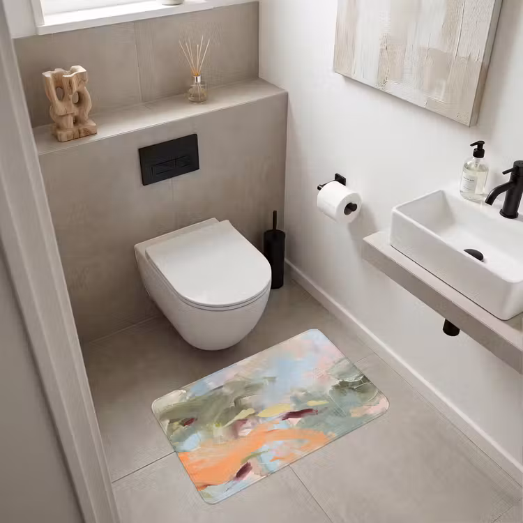 Wc Mat - Abstract - Borstelstreken - Kunst - Modern - Pastel — 6