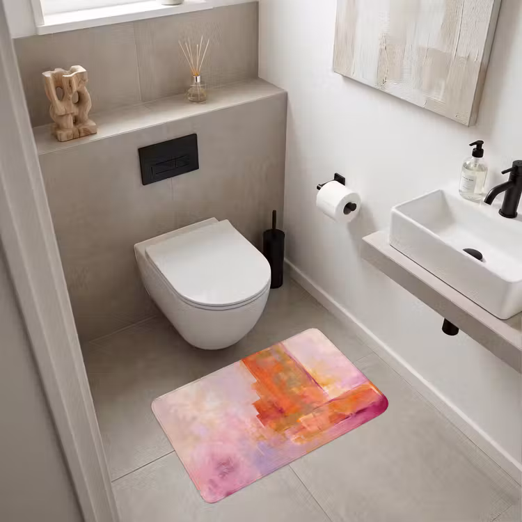 Wc Mat - Abstract - Borstelstreken - Kunst - Paars - Goud — 6