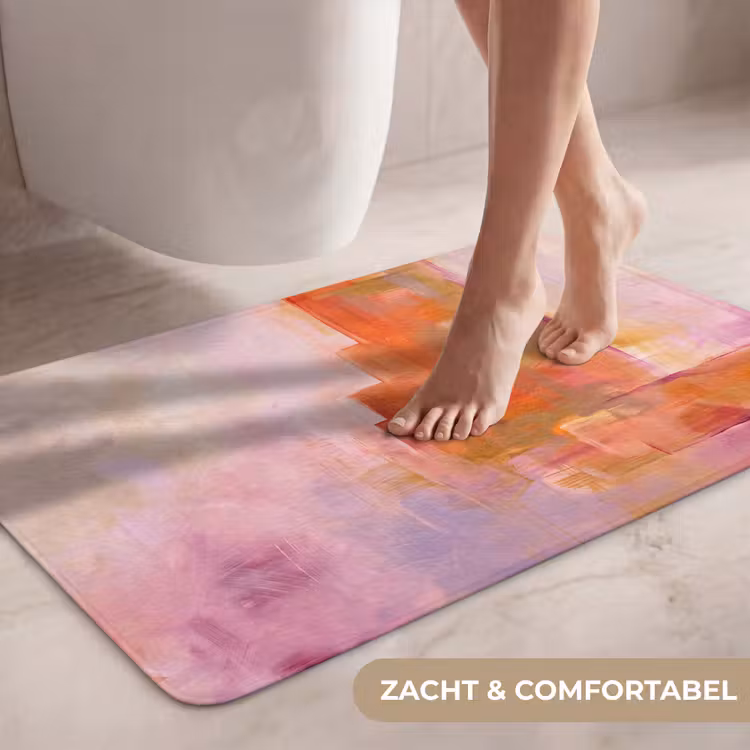 Wc Mat - Abstract - Borstelstreken - Kunst - Paars - Goud — 7