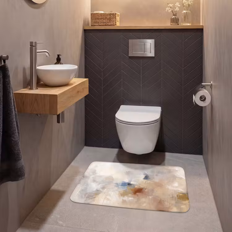 Wc Mat - Abstract - Borstelstreken - Modern - Beige - Kunst — 2