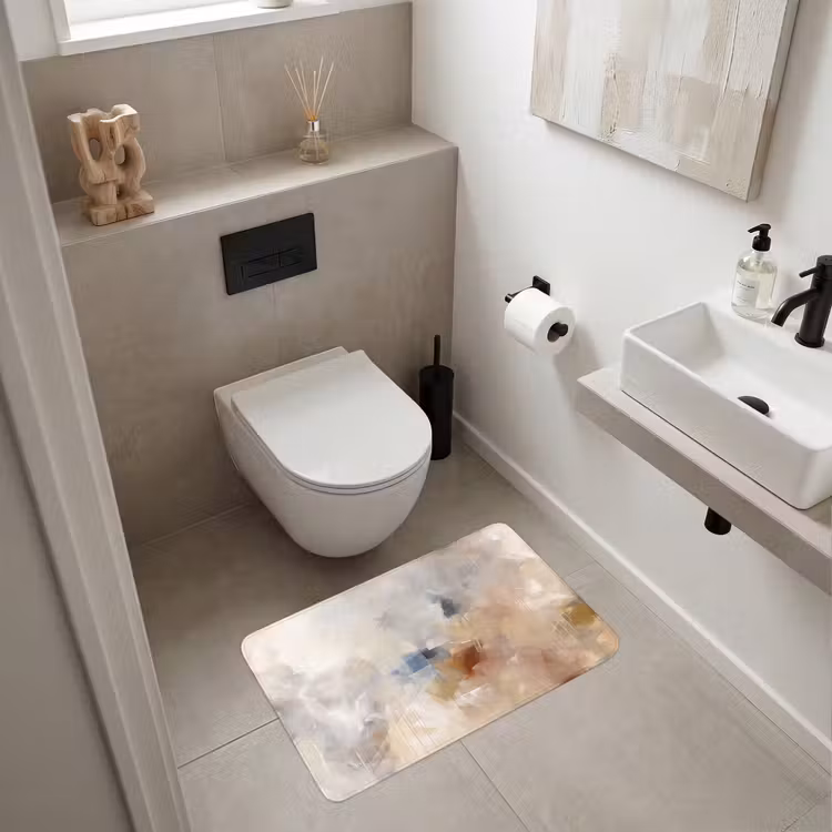 Wc Mat - Abstract - Borstelstreken - Modern - Beige - Kunst — 6