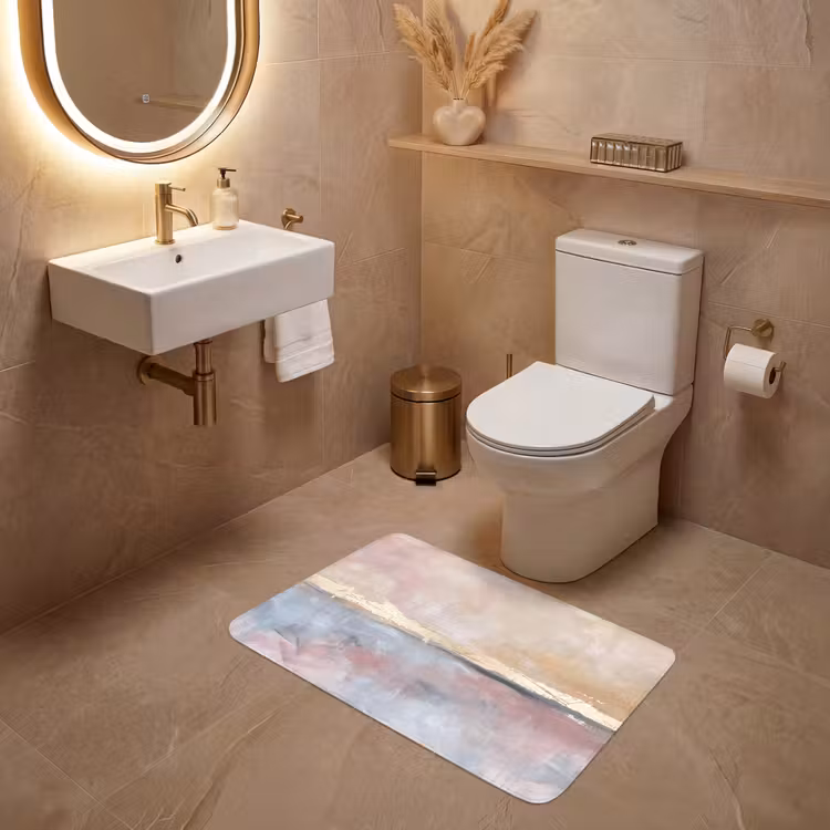 Wc Mat - Abstract - Horizontaal - Kunst - Roze - Goud — 4