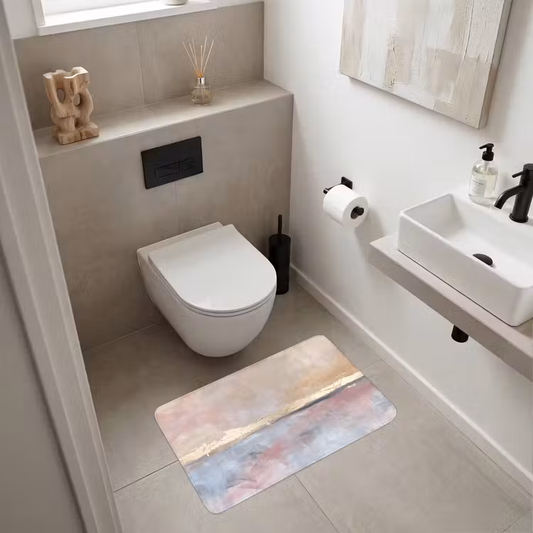 Wc Mat - Abstract - Horizontaal - Kunst - Roze - Goud — 6