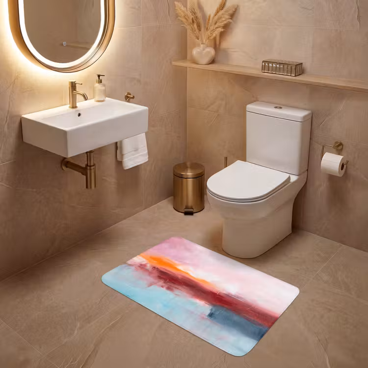 Wc Mat - Abstract - Kleuren - Modern - Kunst - Roze — 4