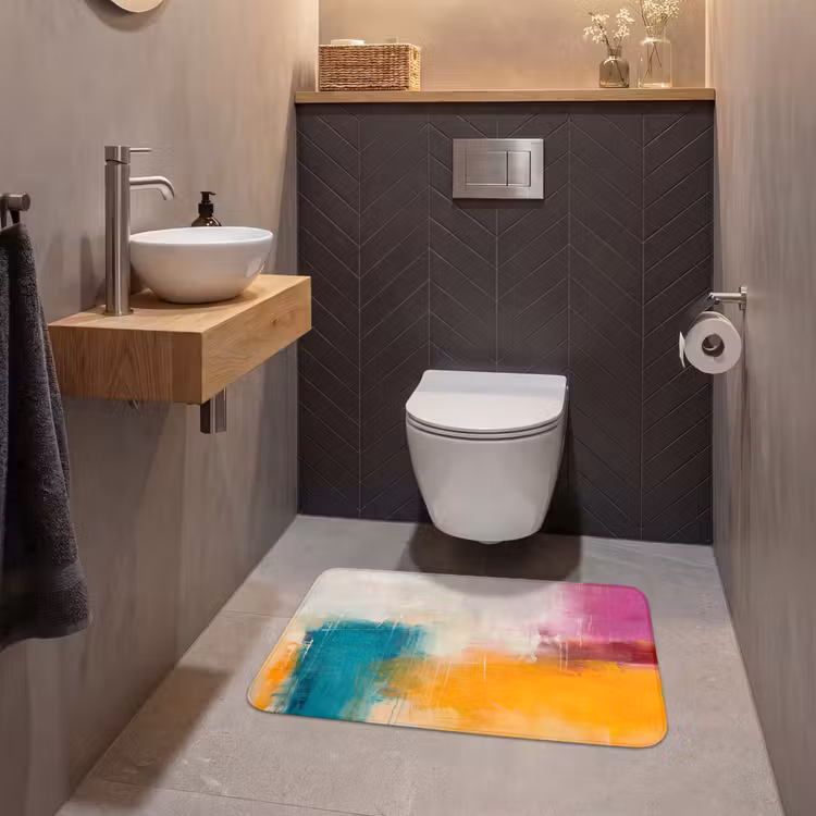 Wc Mat - Abstract - Kleurrijk - Modern - Kunst - Oranje — 2