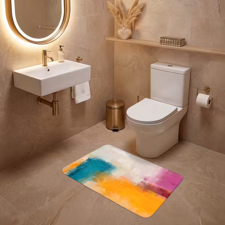 Wc Mat - Abstract - Kleurrijk - Modern - Kunst - Oranje — 4
