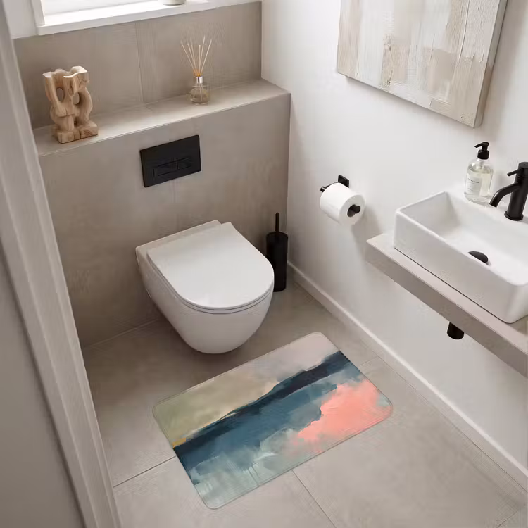 Wc Mat - Abstract - Landschap - Kunst - Modern - Groen - Blauw — 6