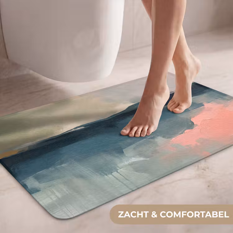 Wc Mat - Abstract - Landschap - Kunst - Modern - Groen - Blauw — 7