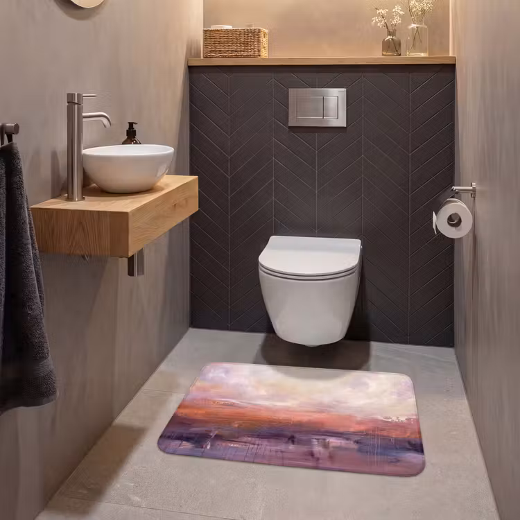 Wc Mat - Abstract - Landschap - Modern - Paars - Oranje — 2