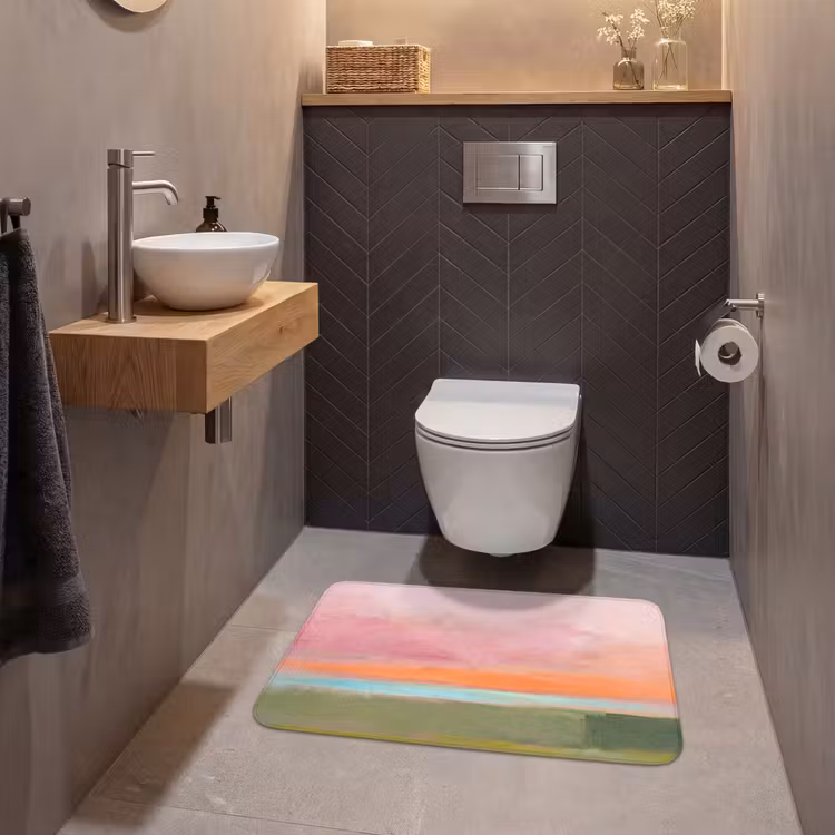 Wc Mat - Abstract - Landschap - Modern - Roze - Oranje — 2