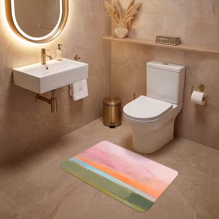 Wc Mat - Abstract - Landschap - Modern - Roze - Oranje — 4