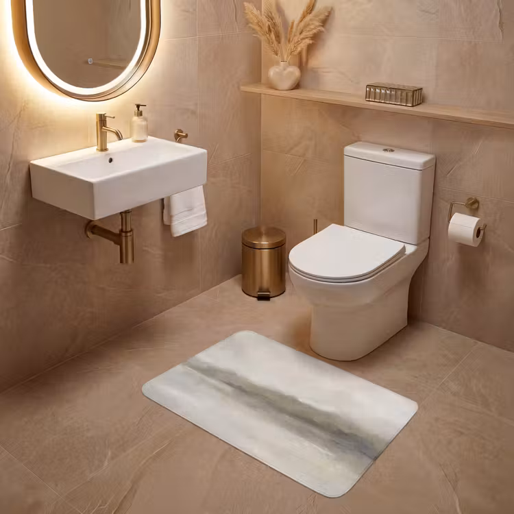 Wc Mat - Abstract - Landschap - Nevel - Modern - Grijs — 4