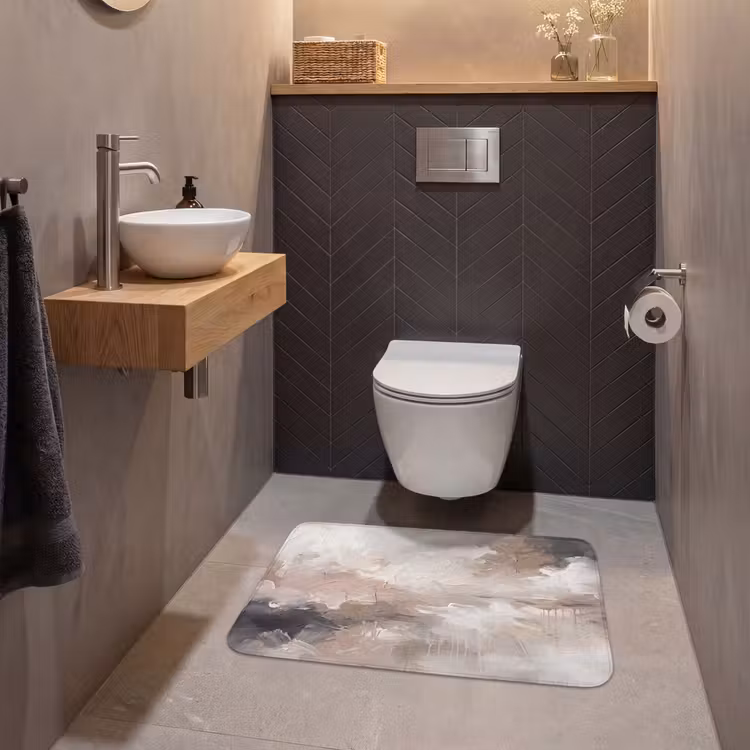 Wc Mat - Abstract - Textuur - Kunst - Modern - Beige — 2