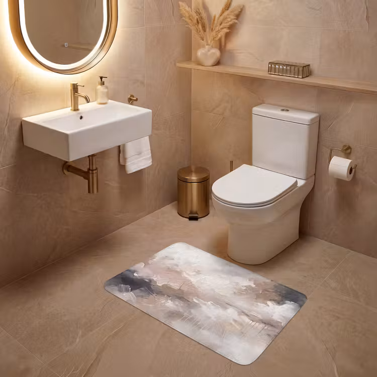 Wc Mat - Abstract - Textuur - Kunst - Modern - Beige — 4