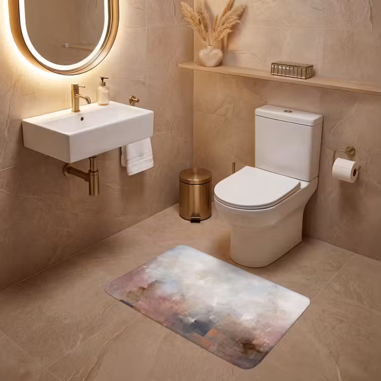 Wc Mat - Abstract - Vloeiend - Kunst - Modern - Beige — 4
