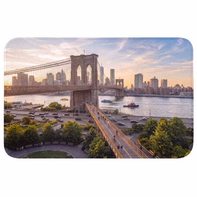 Wc Mat - Brug - Rivier - Stad - Zonsondergang - Architectuur — 1
